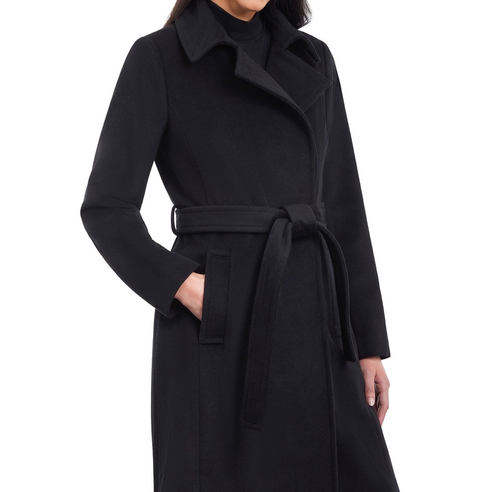 Worn 2x Michael Kors Belted Wrap Coat, Black, Size Medium